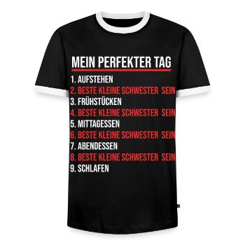 Schwestern Geschwister Schwester - Männer Kontrast-T-Shirt - Schwarz/Weiß - Vorne - AI Model Female 172 light (172cm) & AI Model Male 178 light (178cm)
