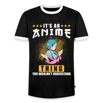 Anime - T-shirt contrasté Homme - noir/blanc - Devant - AI Model Female 172 light (172cm) & AI Model Male 178 light (178cm)