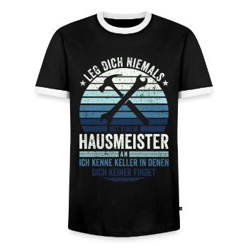 Retro Schule Hausverwalter Hauswart Hausmeister - Männer Kontrast-T-Shirt - Schwarz/Weiß - Vorne - AI Model Female 172 light (172cm) & AI Model Male 178 light (178cm)
