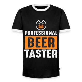 Beer slogan Professional Beer Taster - Men's Ringer Shirt - black/white - Front - AI Model Female 172 light (172cm) & AI Model Male 178 light (178cm)