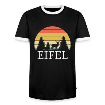 Eifel - Männer Kontrast-T-Shirt - Schwarz/Weiß - Vorne - AI Model Female 172 light (172cm) & AI Model Male 178 light (178cm)