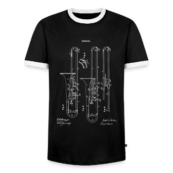 Trombone Trombonist Musician Instrument Orchestra - Men's Ringer Shirt - black/white - Front - AI Model Female 172 light (172cm) & AI Model Male 178 light (178cm)