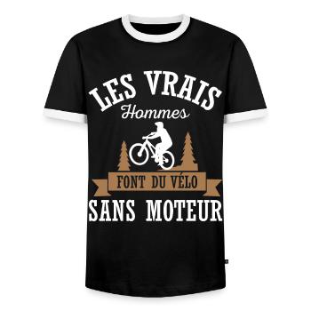 Les vrais hommes font du vélo sans moteur cycliste - T-shirt contrasté Homme - noir/blanc - Devant - AI Model Female 172 light (172cm) & AI Model Male 178 light (178cm)