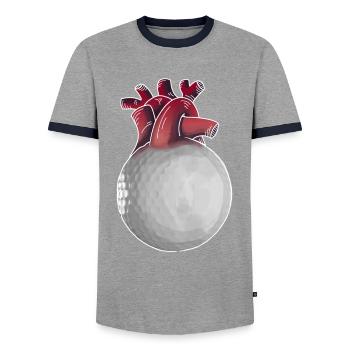 Golfer Herz lustiger Golfball Golf Geschenk - Männer Kontrast-T-Shirt - Grau/Navy  - Vorne - AI Model Female 172 light (172cm) & AI Model Male 178 light (178cm)