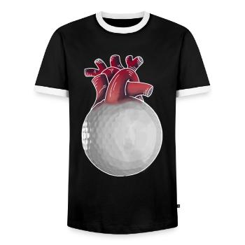Golfer Herz lustiger Golfball Golf Geschenk - Männer Kontrast-T-Shirt - Schwarz/Weiß - Vorne - AI Model Female 172 light (172cm) & AI Model Male 178 light (178cm)