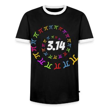 Pi Day 3.14 Pi Math Pi Number Pi Spiral Pi Day 2022 - Men's Ringer Shirt - black/white - Front - AI Model Female 172 light (172cm) & AI Model Male 178 light (178cm)