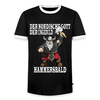 Wikinger Nordische Gott der Ungeduld Hammersbald - Männer Kontrast-T-Shirt - Schwarz/Weiß - Vorne - AI Model Female 172 light (172cm) & AI Model Male 178 light (178cm)