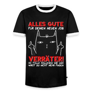 Abschied Kollege Abschiedsgeschenk Jobwechsel - Männer Kontrast-T-Shirt - Schwarz/Weiß - Vorne - AI Model Female 172 light (172cm) & AI Model Male 178 light (178cm)