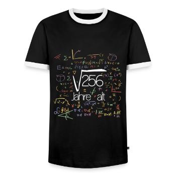 16. Geburtstag - Männer Kontrast-T-Shirt - Schwarz/Weiß - Vorne - AI Model Female 172 light (172cm) & AI Model Male 178 light (178cm)