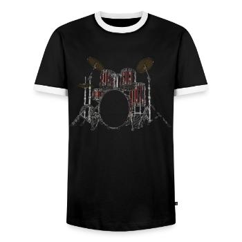 Drums Music Moitv drummer drums Drummer - Men's Ringer Shirt - black/white - Front - AI Model Female 172 light (172cm) & AI Model Male 178 light (178cm)