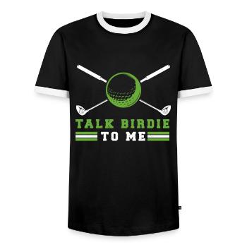 Golf Golfer Golfer Golfer Golf Course - Men's Ringer Shirt - black/white - Front - AI Model Female 172 light (172cm) & AI Model Male 178 light (178cm)