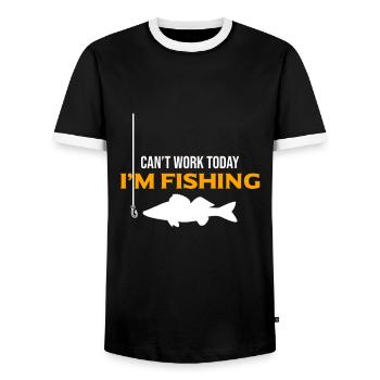 Zander Fishing Sport Fish - Work Job - Men's Ringer Shirt - black/white - Front - AI Model Female 172 light (172cm) & AI Model Male 178 light (178cm)