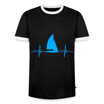 Sailor Sailboat Heart Rate - Sailing Season - Men's Ringer Shirt - black/white - Front - AI Model Female 172 light (172cm) & AI Model Male 178 light (178cm)