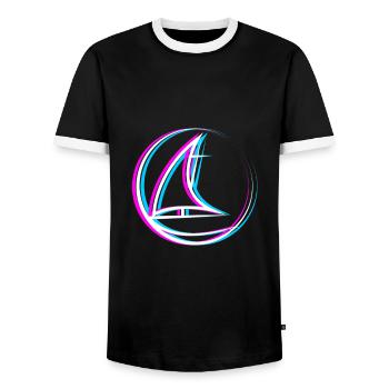 Saison de voile - Voilier - T-shirt contrasté Homme - noir/blanc - Devant - AI Model Female 172 light (172cm) & AI Model Male 178 light (178cm)