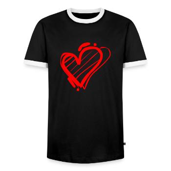 Cœur - T-shirt contrasté Homme - noir/blanc - Devant - AI Model Female 172 light (172cm) & AI Model Male 178 light (178cm)
