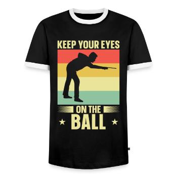 Billiards Pool Billiards Billiards Ball Billiards Cook 8Ball - Men's Ringer Shirt - black/white - Front - AI Model Female 172 light (172cm) & AI Model Male 178 light (178cm)