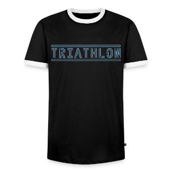 Triathlon - Männer Kontrast-T-Shirt - Schwarz/Weiß - Vorne - AI Model Female 172 light (172cm) & AI Model Male 178 light (178cm)