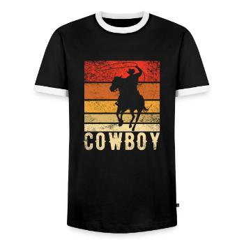 Cowboy - Men's Ringer Shirt - black/white - Front - AI Model Female 172 light (172cm) & AI Model Male 178 light (178cm)