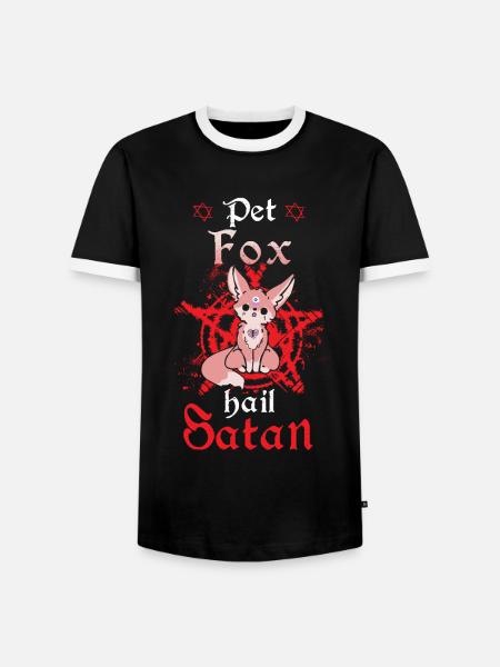 Pet Fox Hail Satan - Men's Ringer Shirt - black/white