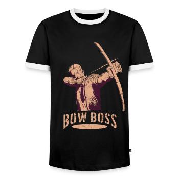 Bogenschütze Bogensport Pfeil Bogen Bogenschießen - Männer Kontrast-T-Shirt - Schwarz/Weiß - Vorne - AI Model Female 172 light (172cm) & AI Model Male 178 light (178cm)