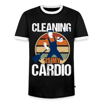 Cleaning Is My Cardio Housekeeping Housekeeper - Männer Kontrast-T-Shirt - Schwarz/Weiß - Vorne - AI Model Female 172 light (172cm) & AI Model Male 178 light (178cm)