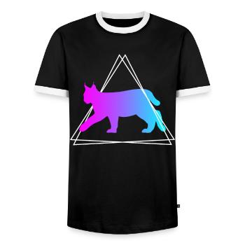 Lynx Retro Forest Animals Animal Lovers Gift - Men's Ringer Shirt - black/white - Front - AI Model Female 172 light (172cm) & AI Model Male 178 light (178cm)