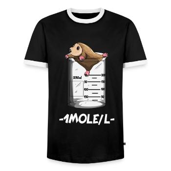 Professeur de chimie 1 Mole / L Mole Chimie Science - T-shirt contrasté Homme - noir/blanc - Devant - AI Model Female 172 light (172cm) & AI Model Male 178 light (178cm)