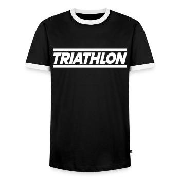 Triathlon - Männer Kontrast-T-Shirt - Schwarz/Weiß - Vorne - AI Model Female 172 light (172cm) & AI Model Male 178 light (178cm)