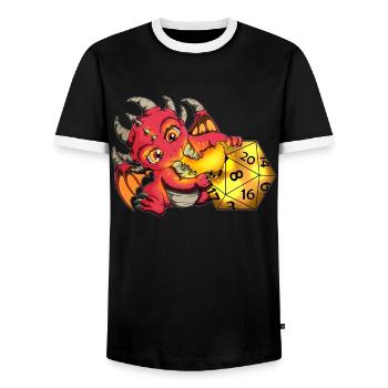 Conception de jeux vidéo RPG Lover Fan Dragon Motif - T-shirt contrasté Homme - noir/blanc - Devant - AI Model Female 172 light (172cm) & AI Model Male 178 light (178cm)