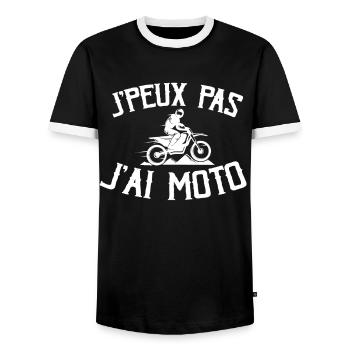 Je Peux Pas J'ai Moto - T-shirt contrasté Homme - noir/blanc - Devant - AI Model Female 172 light (172cm) & AI Model Male 178 light (178cm)
