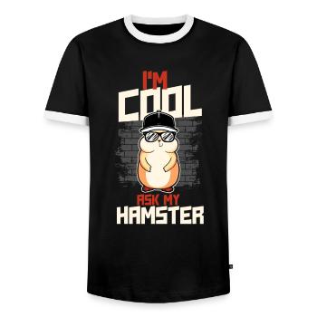 Hamster I'M Cool Ask My Hamster - Men's Ringer Shirt - black/white - Front - AI Model Female 172 light (172cm) & AI Model Male 178 light (178cm)