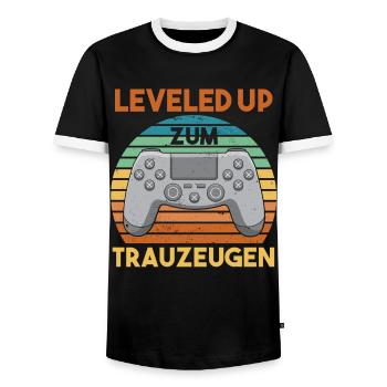 Zocket Gaming Gamer Hochzeit Trauzeuge - Männer Kontrast-T-Shirt - Schwarz/Weiß - Vorne - AI Model Female 172 light (172cm) & AI Model Male 178 light (178cm)