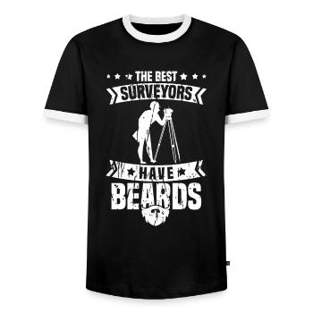 Vermessungstechniker Landvermesser Vermesser - Männer Kontrast-T-Shirt - Schwarz/Weiß - Vorne - AI Model Female 172 light (172cm) & AI Model Male 178 light (178cm)