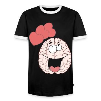 Brain Brain Feelings Love Partnership Valentine - Men's Ringer Shirt - black/white - Front - AI Model Female 172 light (172cm) & AI Model Male 178 light (178cm)