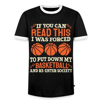 Basketball Basketballer - Men's Ringer Shirt - black/white - Front - AI Model Female 172 light (172cm) & AI Model Male 178 light (178cm)