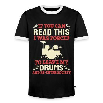 Batterie Batteur Batteur - T-shirt contrasté Homme - noir/blanc - Devant - AI Model Female 172 light (172cm) & AI Model Male 178 light (178cm)
