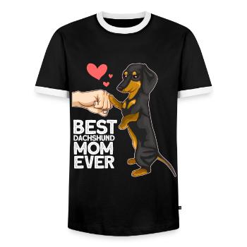 Dackel Mama Dachshund Geschenk - Männer Kontrast-T-Shirt - Schwarz/Weiß - Vorne - AI Model Female 172 light (172cm) & AI Model Male 178 light (178cm)