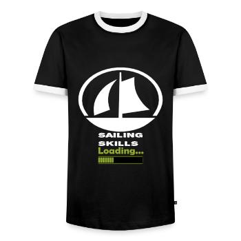 Sailor Skills Sailboat - Men's Ringer Shirt - black/white - Front - AI Model Female 172 light (172cm) & AI Model Male 178 light (178cm)