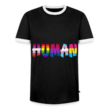 Mois de la fierté LGBT humaine Gay Bi Trans - T-shirt contrasté Homme - noir/blanc - Devant - AI Model Female 172 light (172cm) & AI Model Male 178 light (178cm)