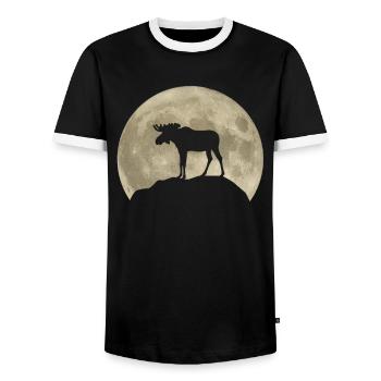 Elch Hirsch Mond Waldtiere Tierliebhaber Geschenk - Männer Kontrast-T-Shirt - Schwarz/Weiß - Vorne - AI Model Female 172 light (172cm) & AI Model Male 178 light (178cm)