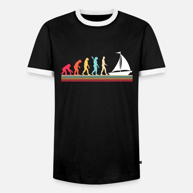 Segeln Evolution Segelboot Segler - Männer Kontrast-T-Shirt - Schwarz/Weiß