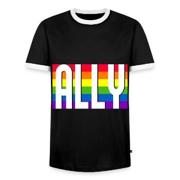 Ally LGBT Pride Mois Gay Bi Trans - T-shirt contrasté Homme - noir/blanc - Devant - AI Model Female 172 light (172cm) & AI Model Male 178 light (178cm)
