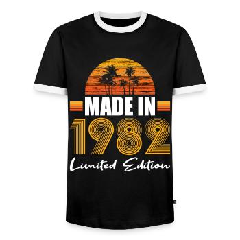 40e anniversaire Fabriqué en 1982 Édition limitée - T-shirt contrasté Homme - noir/blanc - Devant - AI Model Female 172 light (172cm) & AI Model Male 178 light (178cm)