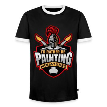 ID Rather Be Painting Miniatures - Men's Ringer Shirt - black/white - Front - AI Model Female 172 light (172cm) & AI Model Male 178 light (178cm)