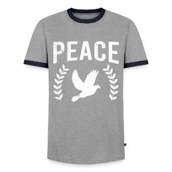 Friedenstaube Frieden Peace - Männer Kontrast-T-Shirt - Grau/Navy  - Vorne - AI Model Female 172 light (172cm) & AI Model Male 178 light (178cm)