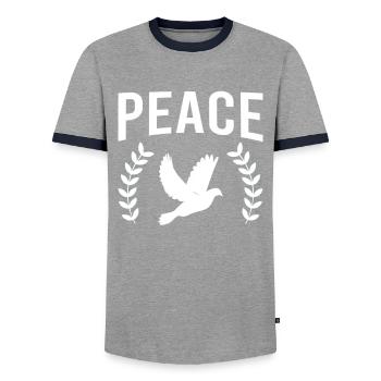 Friedenstaube Frieden Peace - Männer Kontrast-T-Shirt - Grau/Navy  - Vorne - AI Model Female 172 light (172cm) & AI Model Male 178 light (178cm)