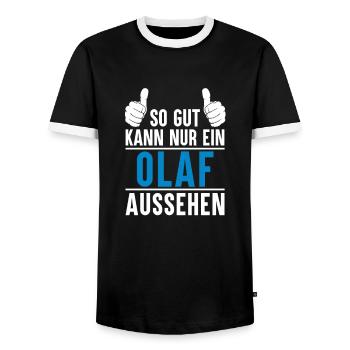 Olaf Name Geschenkidee Olaf Geschenk Vorname - Männer Kontrast-T-Shirt - Schwarz/Weiß - Vorne - AI Model Female 172 light (172cm) & AI Model Male 178 light (178cm)