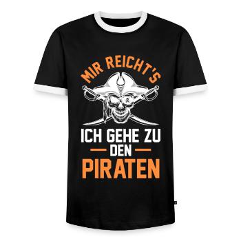 Pirat Piraten - Männer Kontrast-T-Shirt - Schwarz/Weiß - Vorne - AI Model Female 172 light (172cm) & AI Model Male 178 light (178cm)