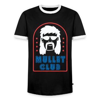 Mullet - Men's Ringer Shirt - black/white - Front - AI Model Female 172 light (172cm) & AI Model Male 178 light (178cm)