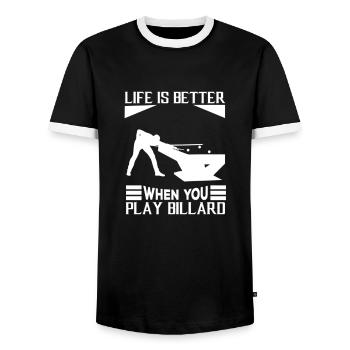 Billard Pool Billard Billardkugel Billardkö 8Ball - Männer Kontrast-T-Shirt - Schwarz/Weiß - Vorne - AI Model Female 172 light (172cm) & AI Model Male 178 light (178cm)